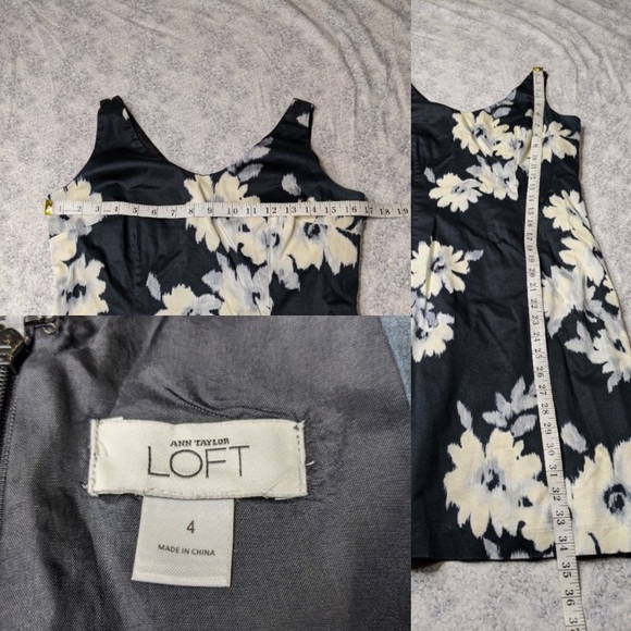 LOFT navy & white sheath dress 4 - Picture 4 of 5